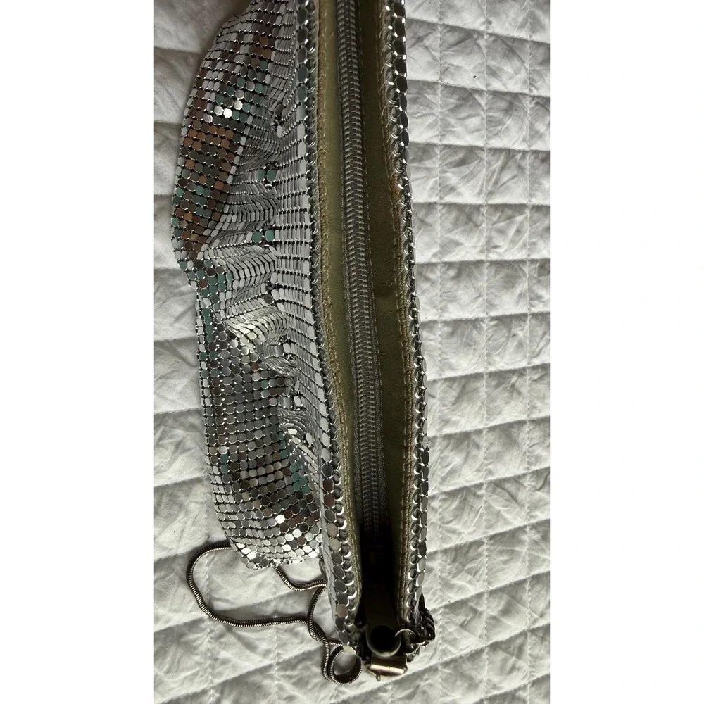Lyrella‎ Vintage Silver Chainmail Mesh Evening Bag Crossbody Snake Chain Strap